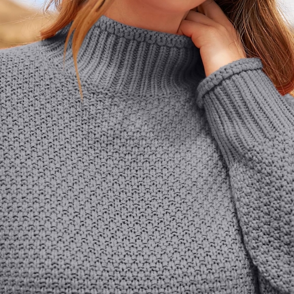 Turtleneck Batwing Sleeve Loose Oversized Chunky Knitted Pullover Sweater Jumper - Picture 3 of 8